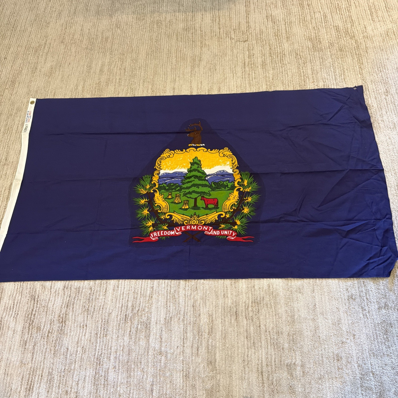 Vintage Defiance Vermont State Flag 100% Cotton