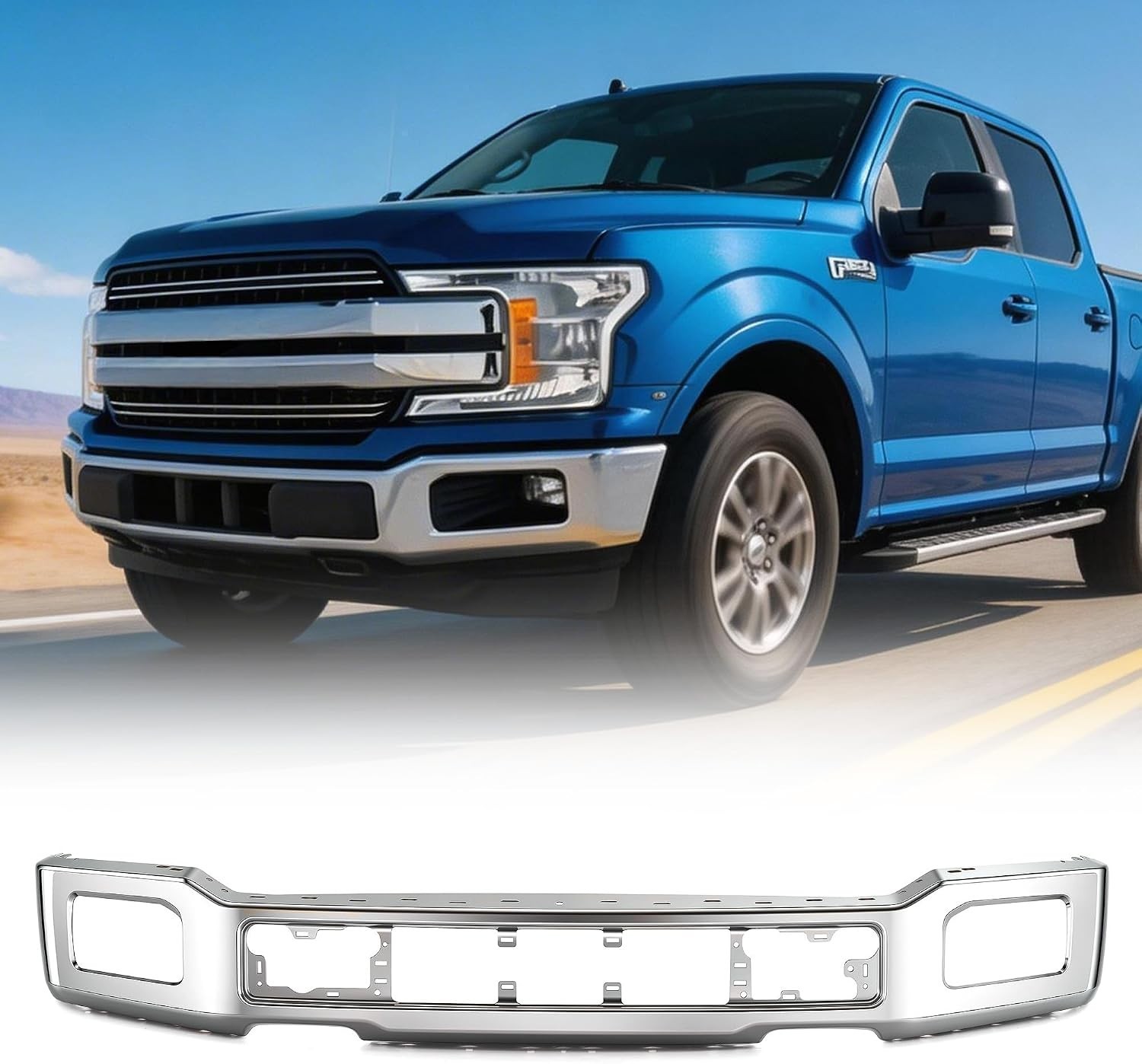 Front Bumper Face Bar for 2018 2019 2020 Ford F-150 F150 FO1002430 | One-Piece C