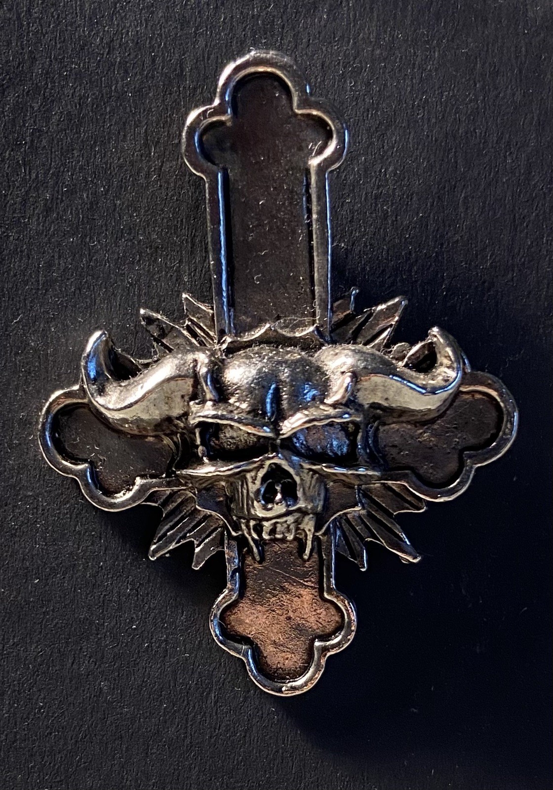 RARE Original Vintage Danzig Skull / Lucifuge Cross Metal Pin Misfits Samhain