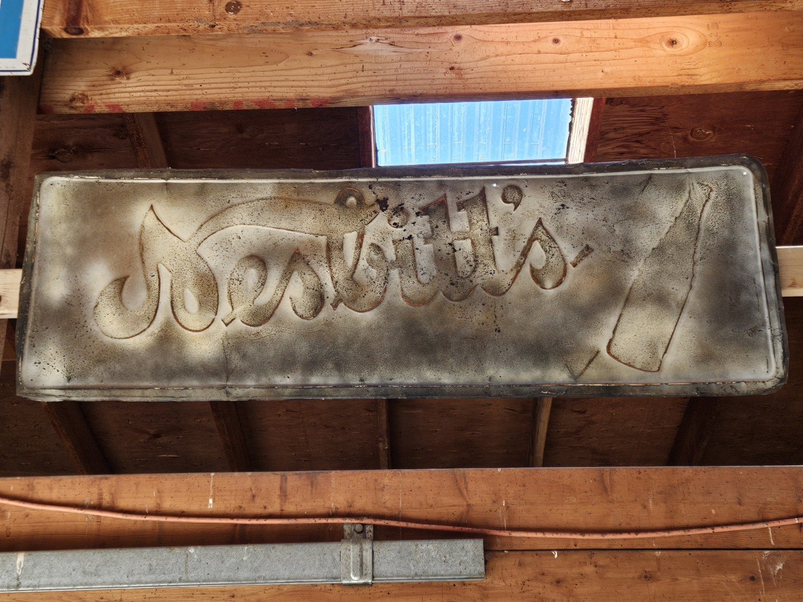 Vintage Nesbitt’s Orange Soda Sign 54x18 Embossed Metal Self-Framed-Ghost Look