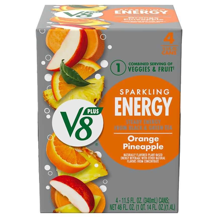 V8 Sparkling Energy Drinks Orange Pineapple 4 pk.