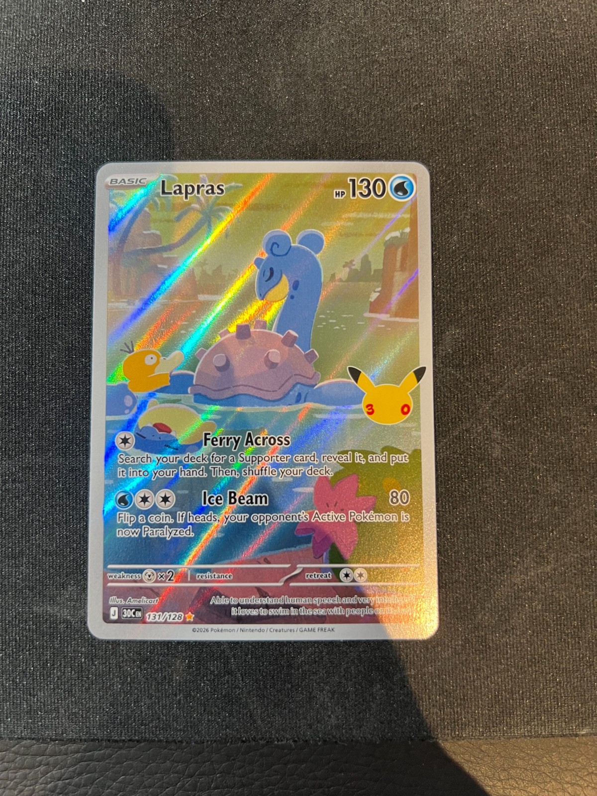 Lapras 131/128 Rare Holo English Pokémon TCG 30th anniversary