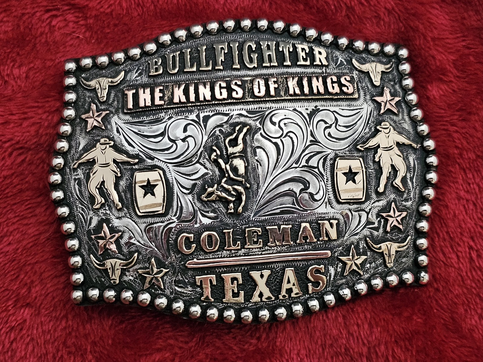 Bullfighter X~Treme☆Vintage☆RODEO CHAMPION TROPHY BUCKLE☆Coleman Texas☆Rare☆864