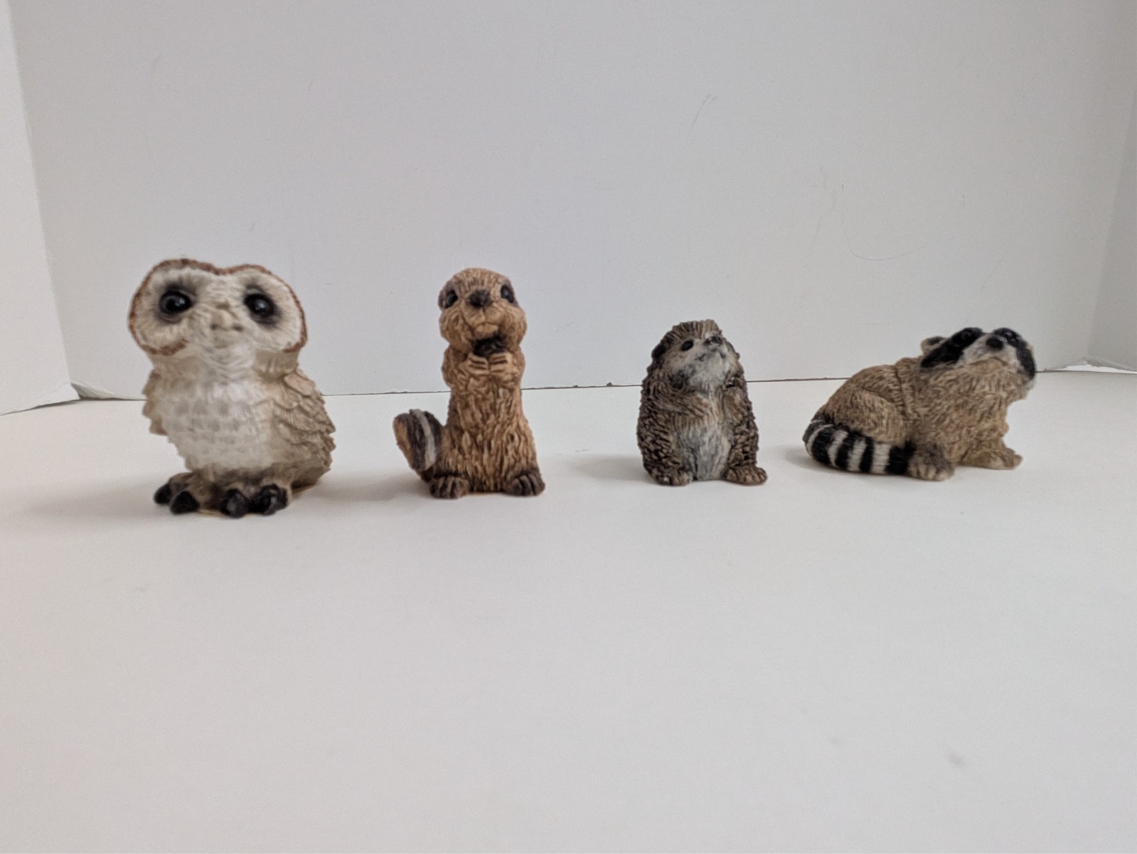Stone Critter Littles Chipmunk, Raccoon, Owl - Barn, Hedgehog Figurines So Cute