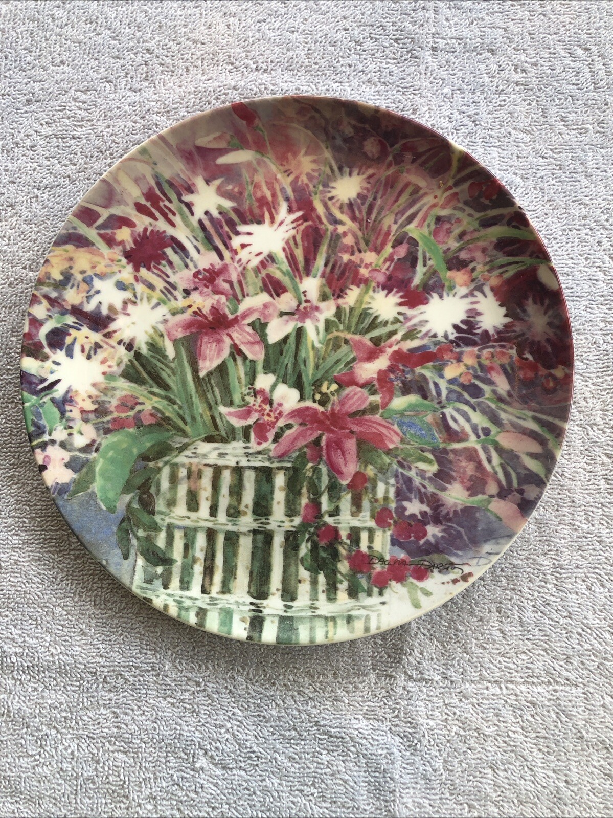 Vintage English country plate 1991 Dawna Barton Vandor decorative 7 1/2” D14