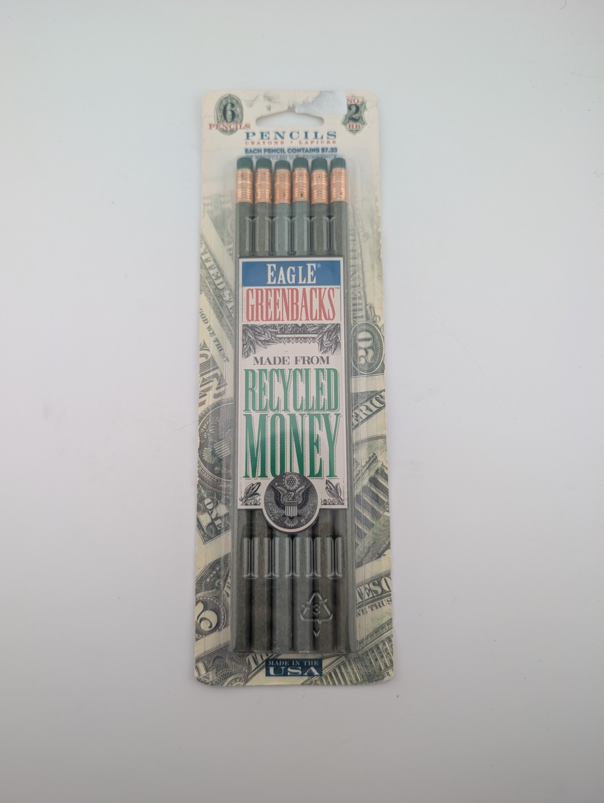 Vintage Berol Eagle Greenbacks Pencils Made From Money HB No.2 6 Pencils