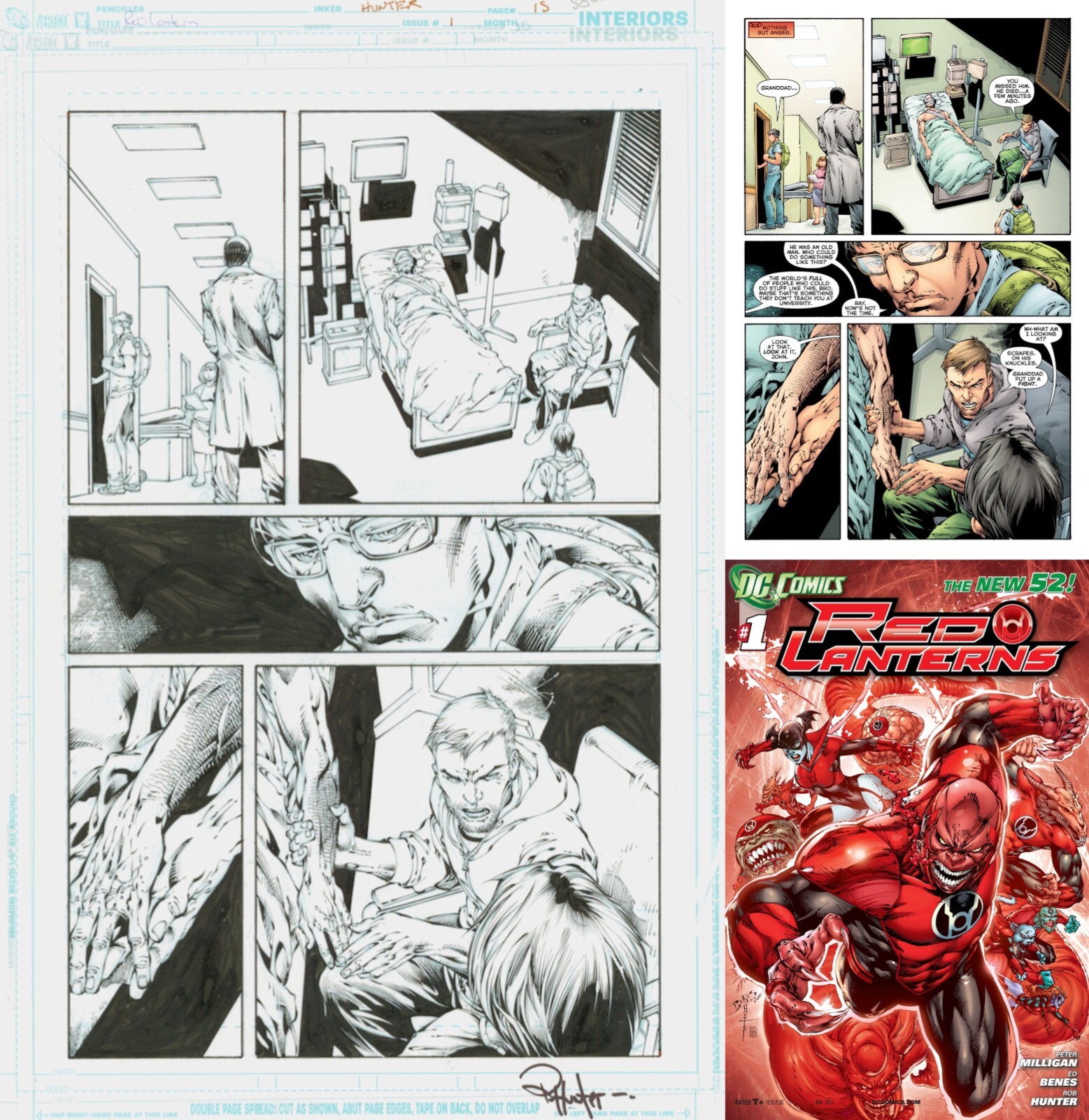 Signed Red Lanterns #1 Art Page Ed Benes Bluelines Over Original Rob Hunter Inks