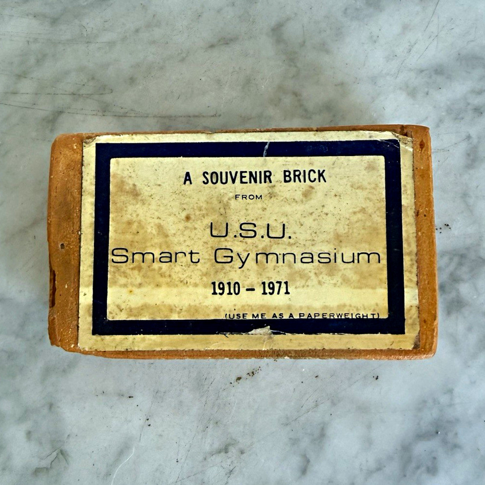 Vintage USU Smart Gymnasium Souvenir Brick Paperweight 1910-1971 Utah State Univ