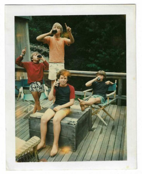 Vintage Photos lot of 3 summer images 1970s? retro beach backyard friends boys