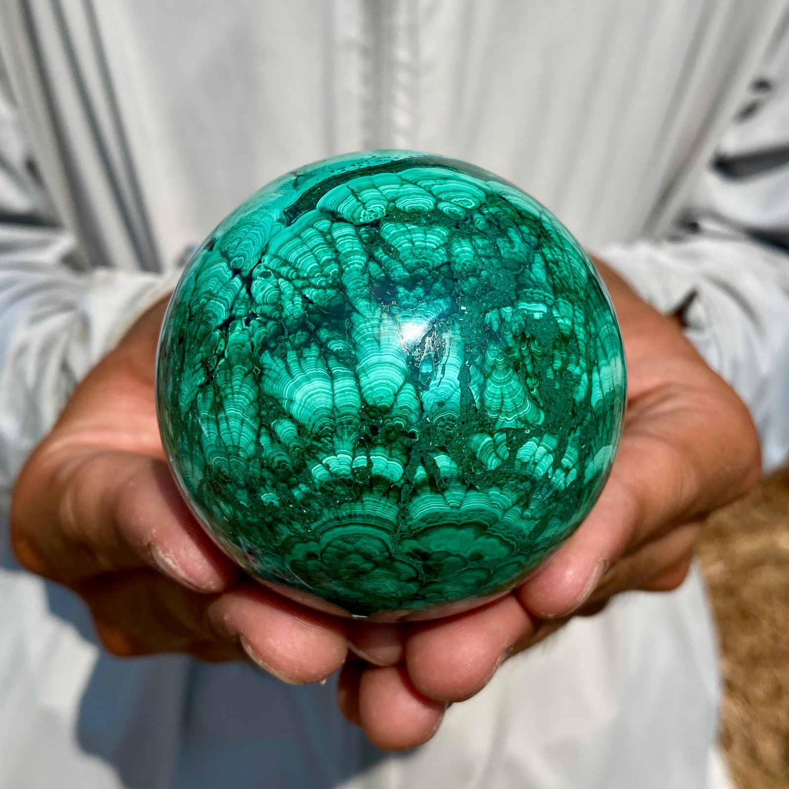 1.11LB Rare Natural Malachite quartz hand Carved sphere Crystal Healing