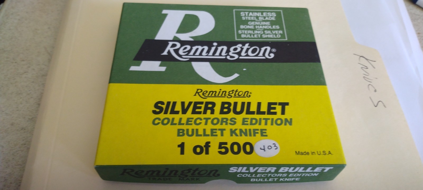1991 Remington R1178 SB engraved Silver BULLET  Mini Trapper  Knife
