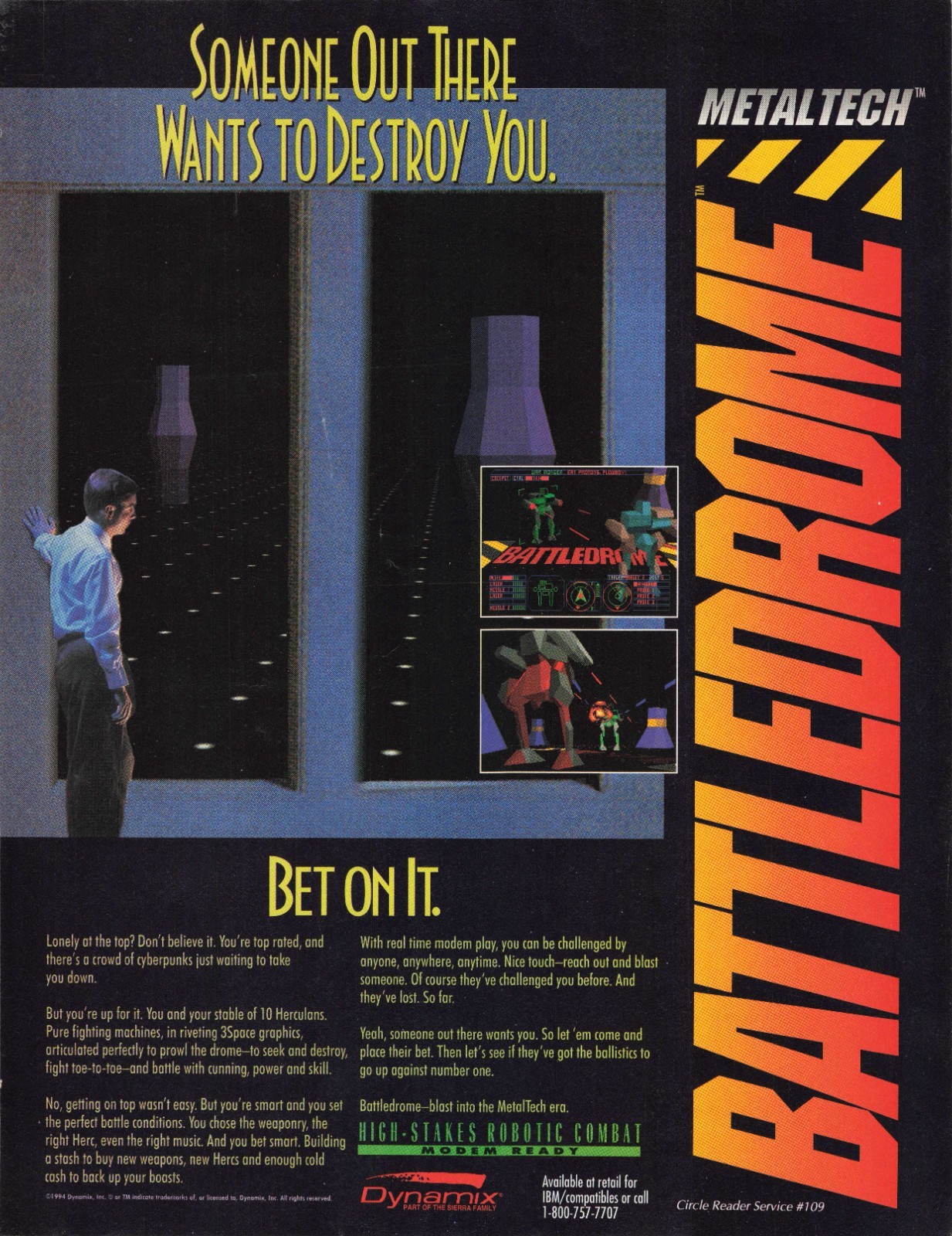 Metaltech Battledrome Advertisement Magazine Ad Ads  Someone Wants to Detroy You