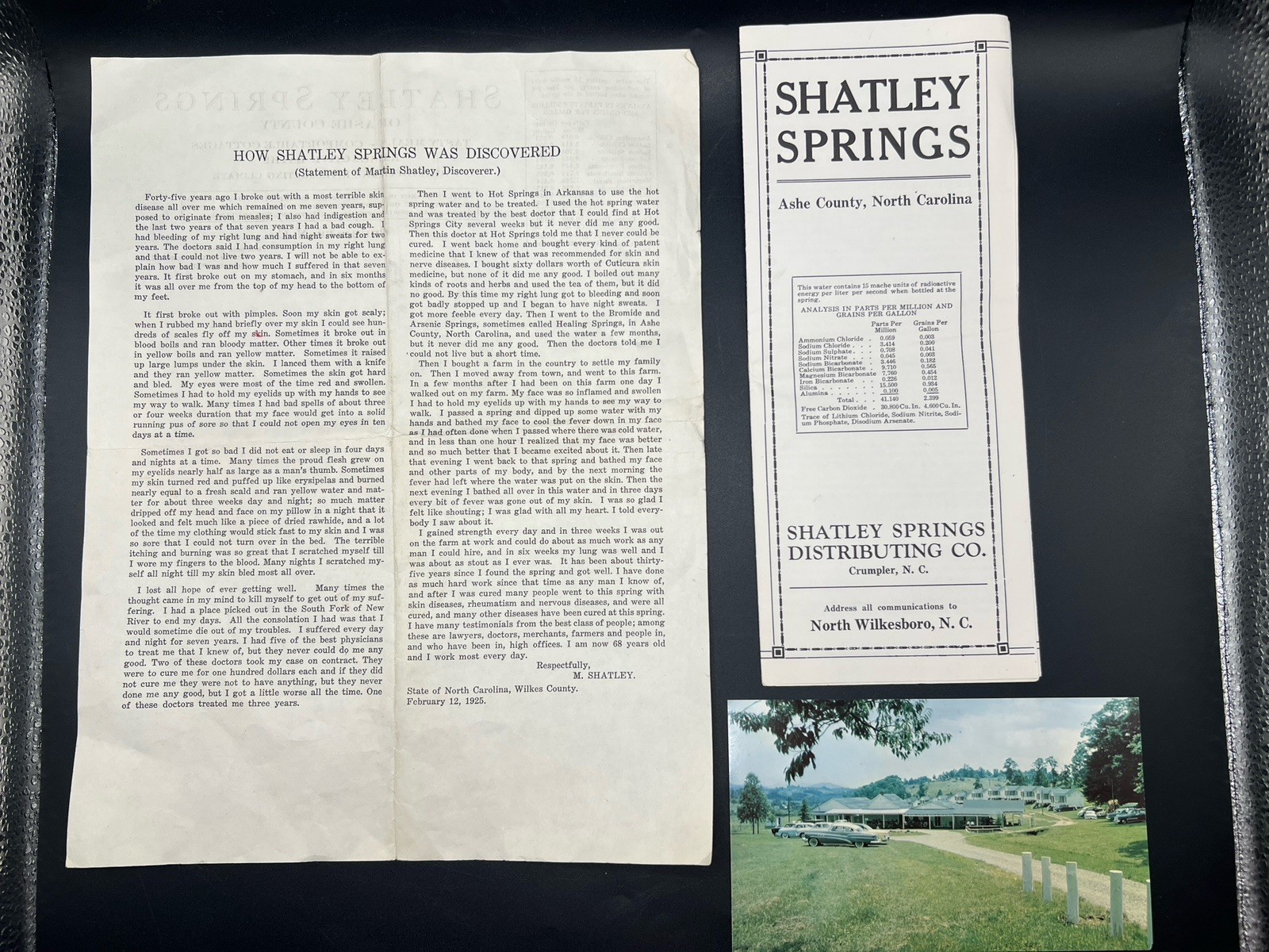 SHATLEY SPRINGS NC Advertising Ephemera 3 pc Lot 1920’s Promotional Brochure PC