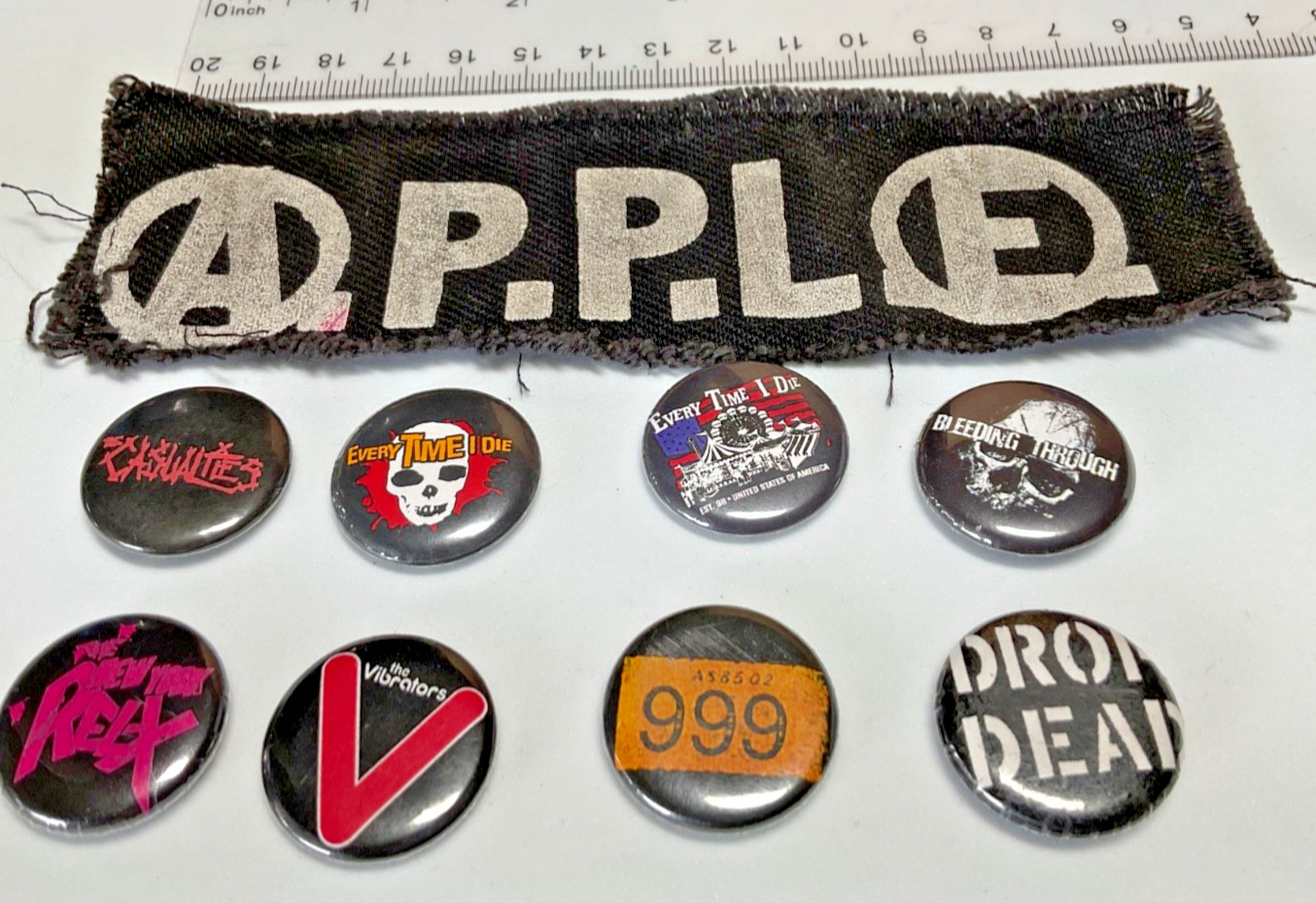 Punk Rock Band Pins Buttons Lot 8 + Patch Casualties Every Time I Die NY Rel-X