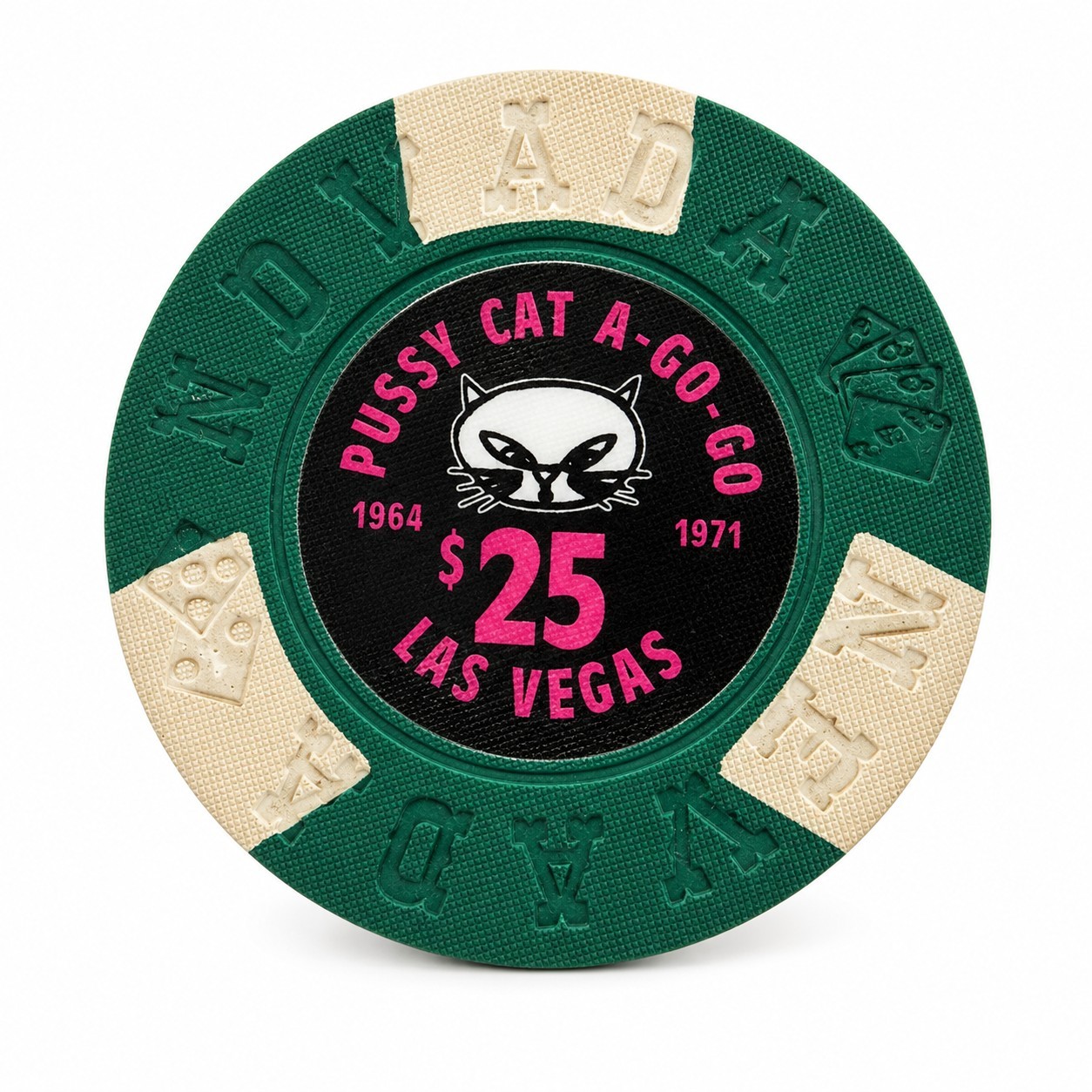 Vintage Pussy Cat A Go Go $25 Casino Chip Las Vegas Nevada Borland