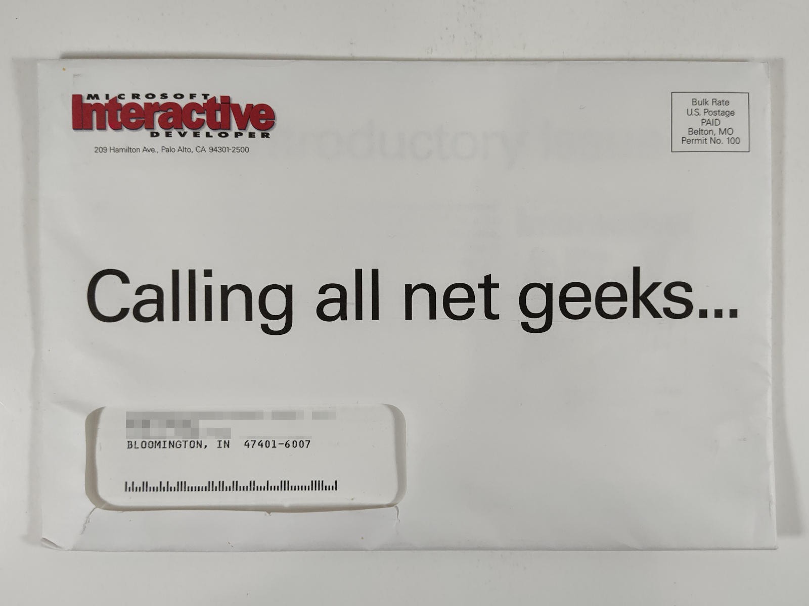 1997 Sealed Microsoft Interactive Developer Envelope \