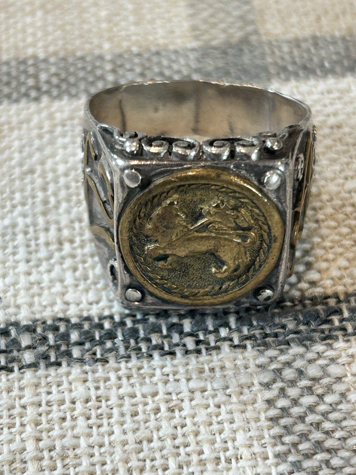 WW2 Italian Made Personalized Campaign Ring 800 Silver Locatelli Milan