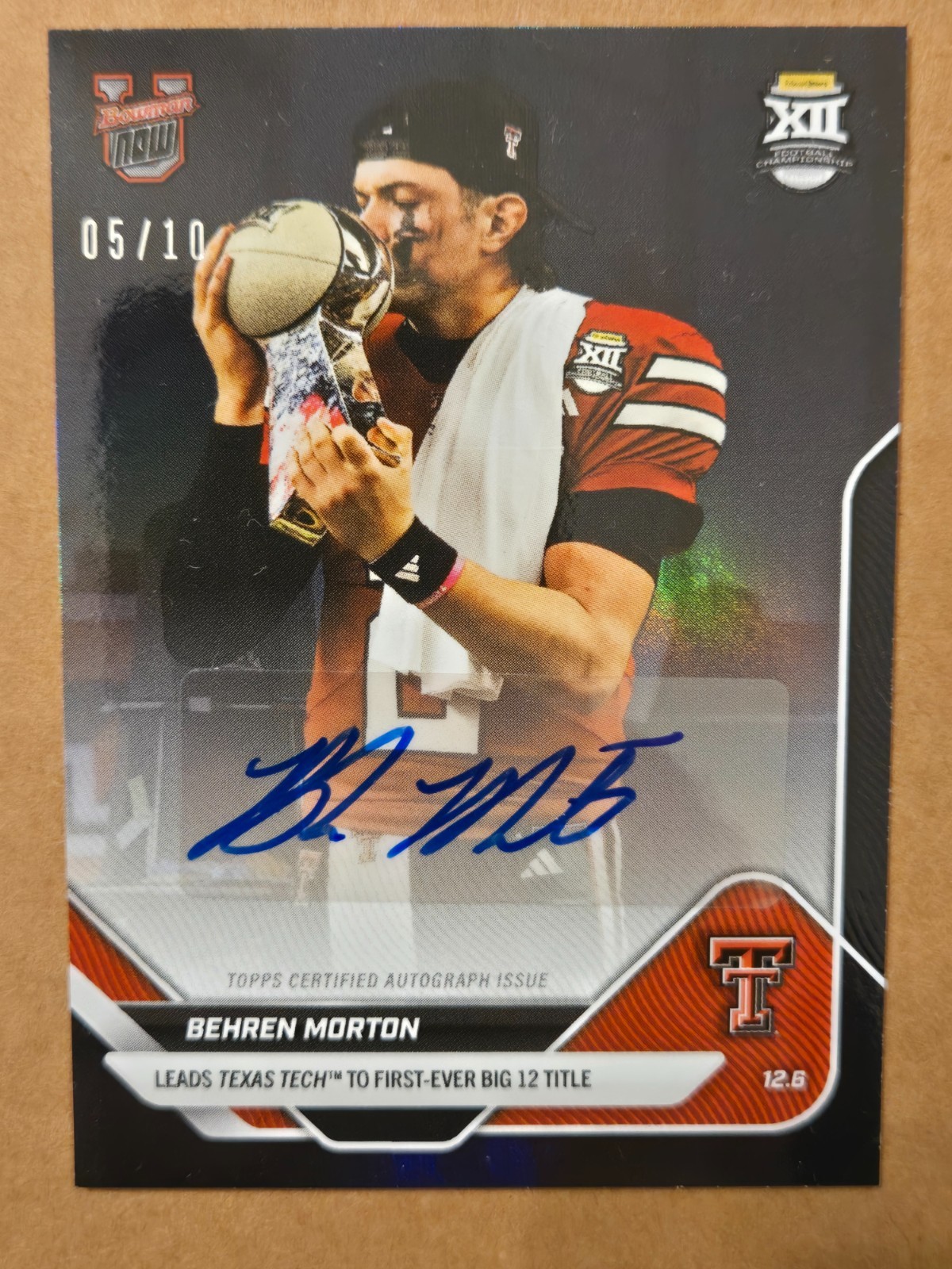 2025-26 BOWMAN U NOW BEHREN MORTON AUTOGRAPH #5/10  FOOTBALL CARD PATRIOTS RC