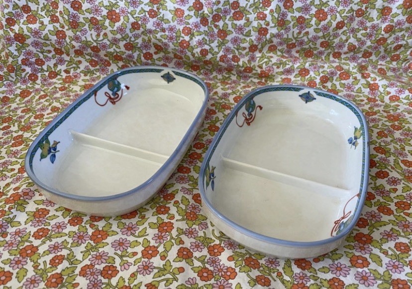 Vintage British Airways Noritake Divided Airline Catering Dishes Pair