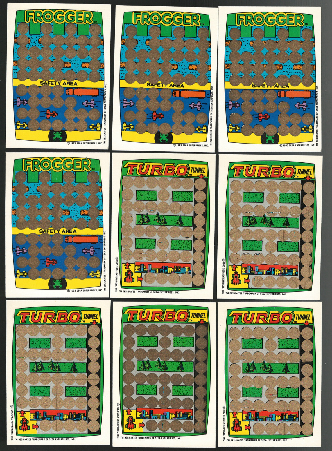 1983 Topps Video City Sticker cards Frogger and Turbo Lot of 9 EX
