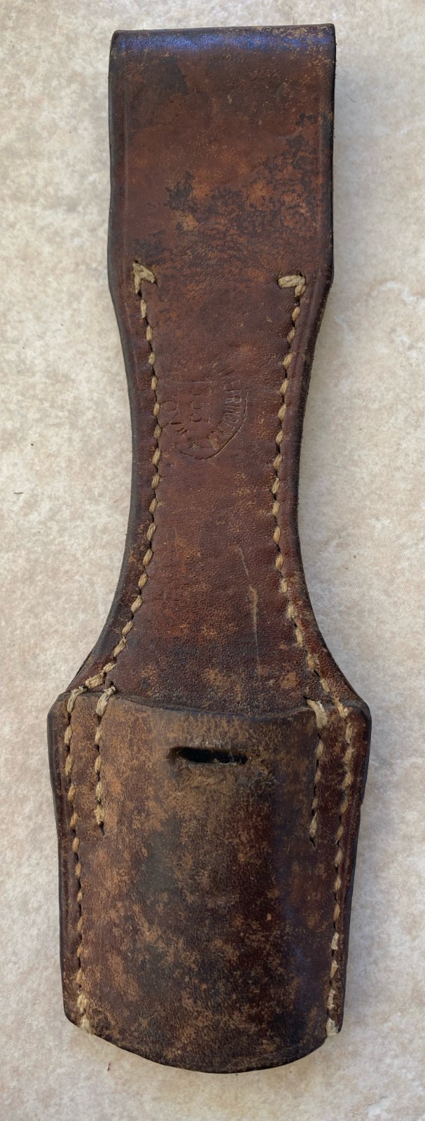 Vtg Romanian Military Leather Bayonet Frog VZ24 ZB Combat Belt Scabbard Holder