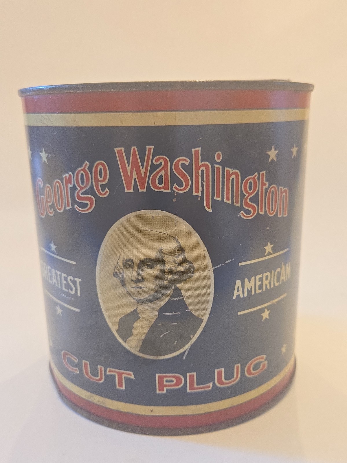 Vintage George Washington Cut Plug Tobacco Tin Fair Condition