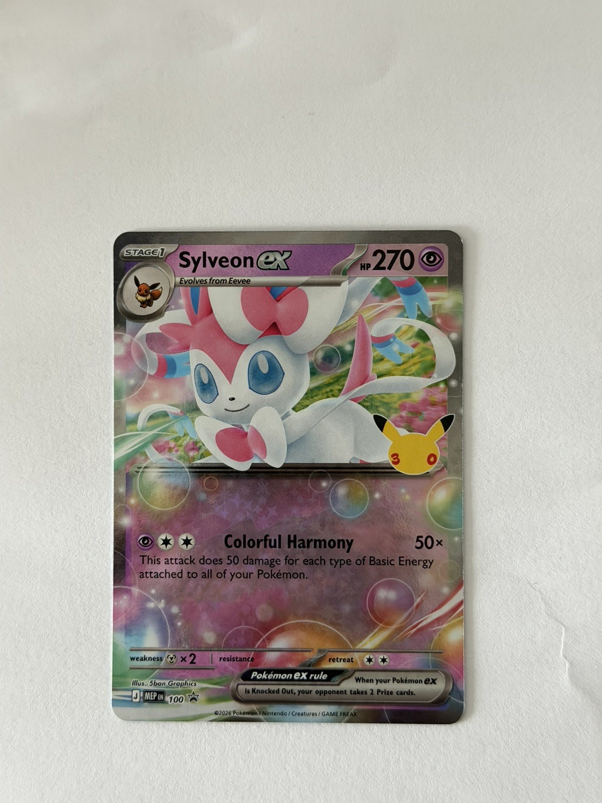 Pokemon 30th Anniversary Sylveon ex Promo only card. Brand new mint condition 10