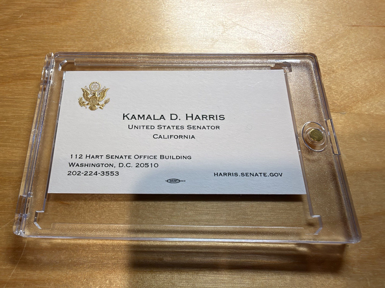 Kamala Harris Official US Senate Business Card VP Gold Embossed Seal California