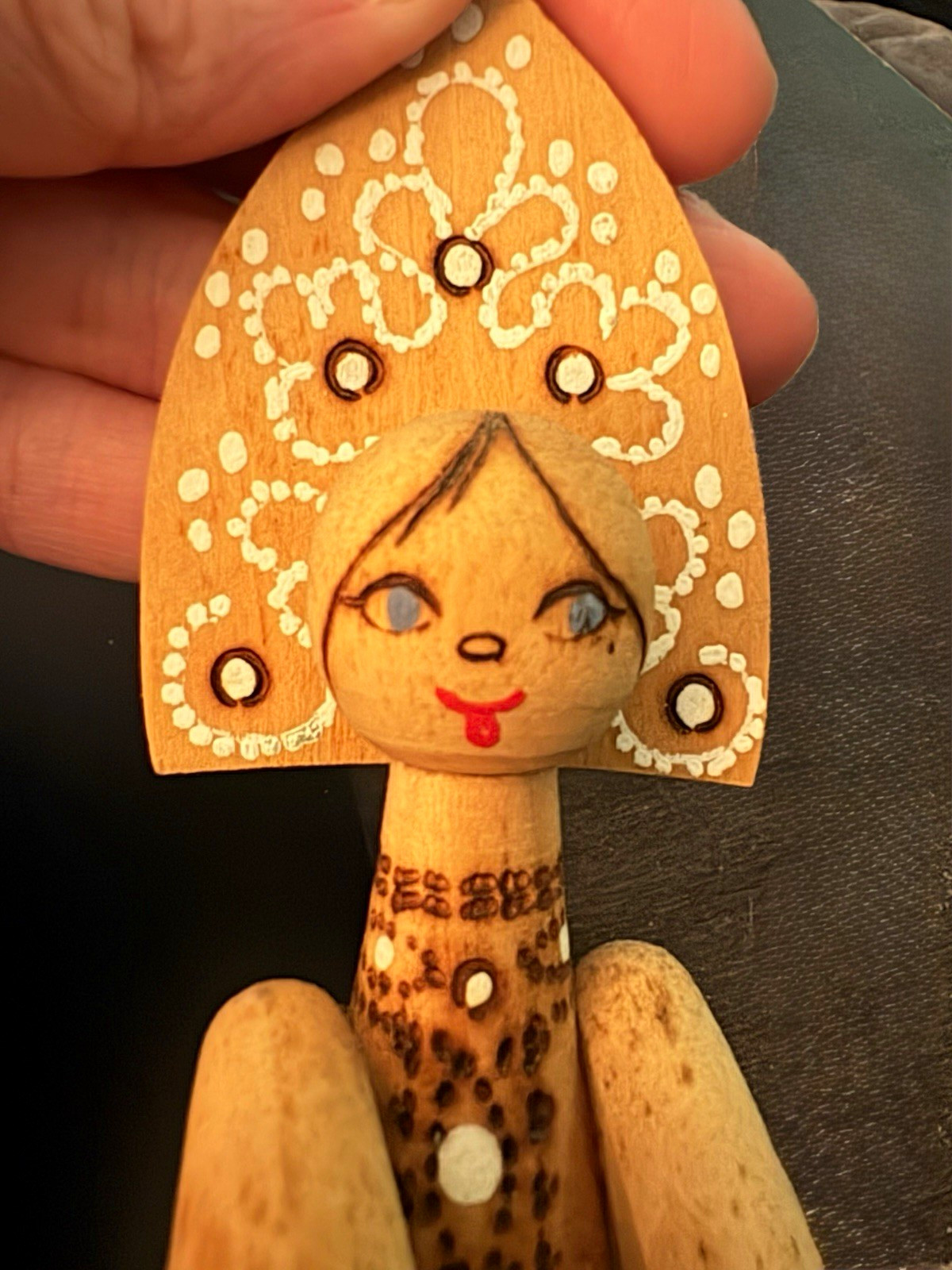 Soviet Russian Handmade Wood Figurine 