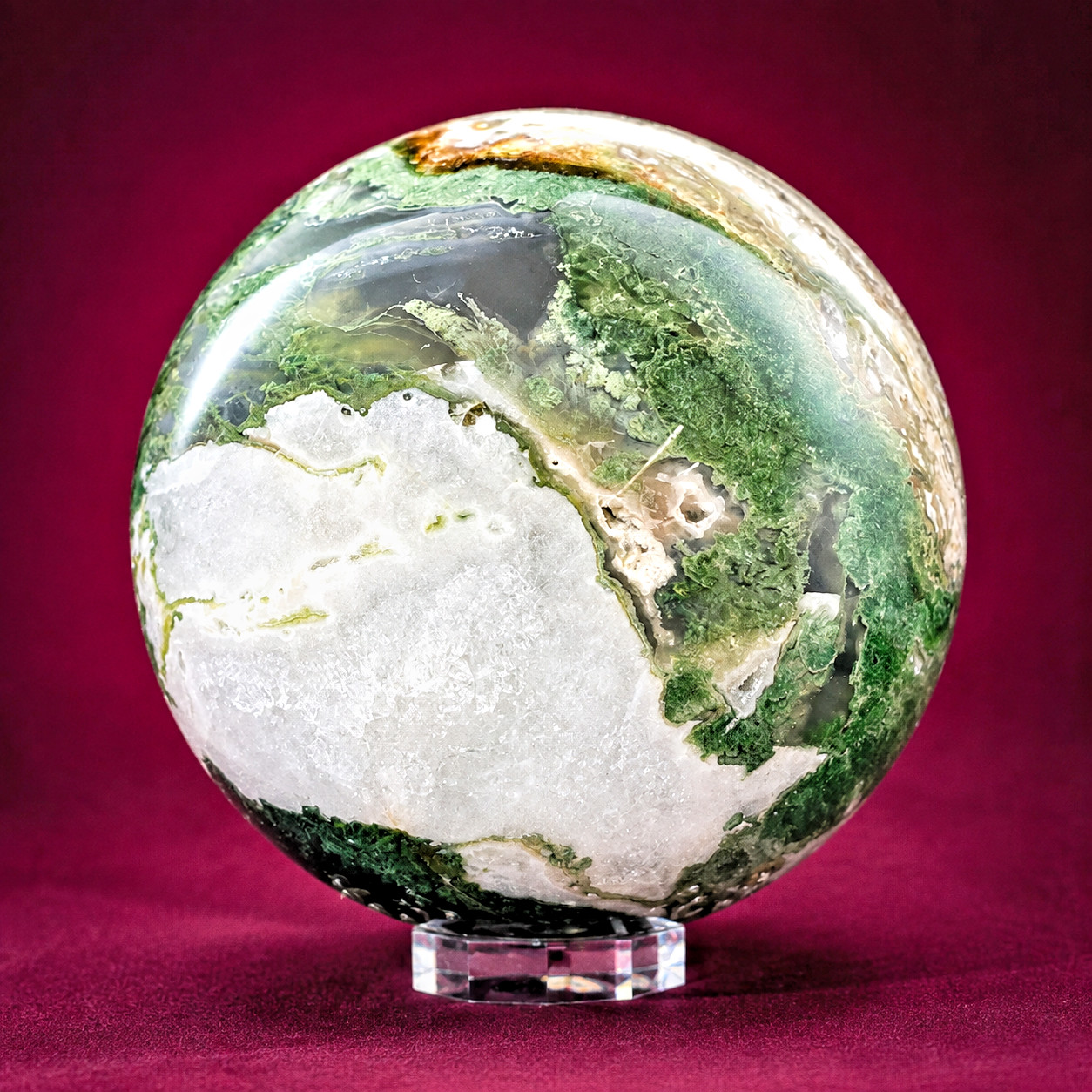 Natural Moss Agate Sphere 3.9 in 3.2 lb Polished Crystal Mineral Specimen