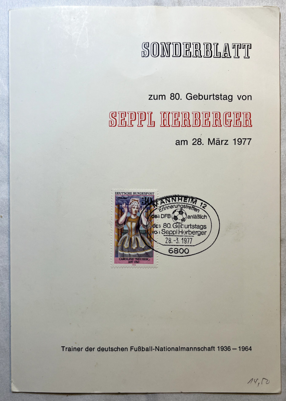 VTG Sepp Herberger Autograph Postcard German Soccer World Cup Champion Football