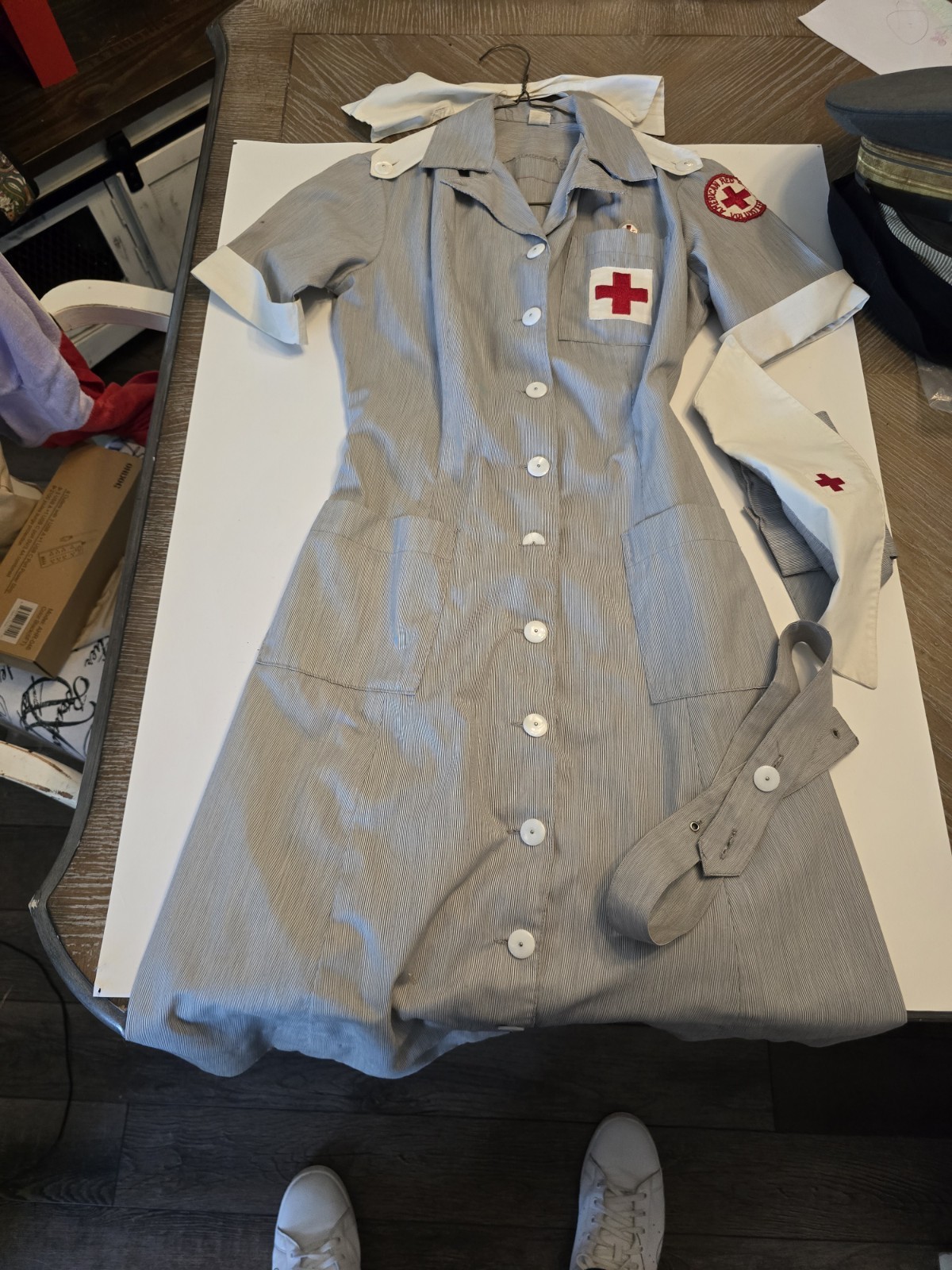 WWII American Red Cross Gray Lady Uniform – Dress, Collar, Hat & Cuffs Original