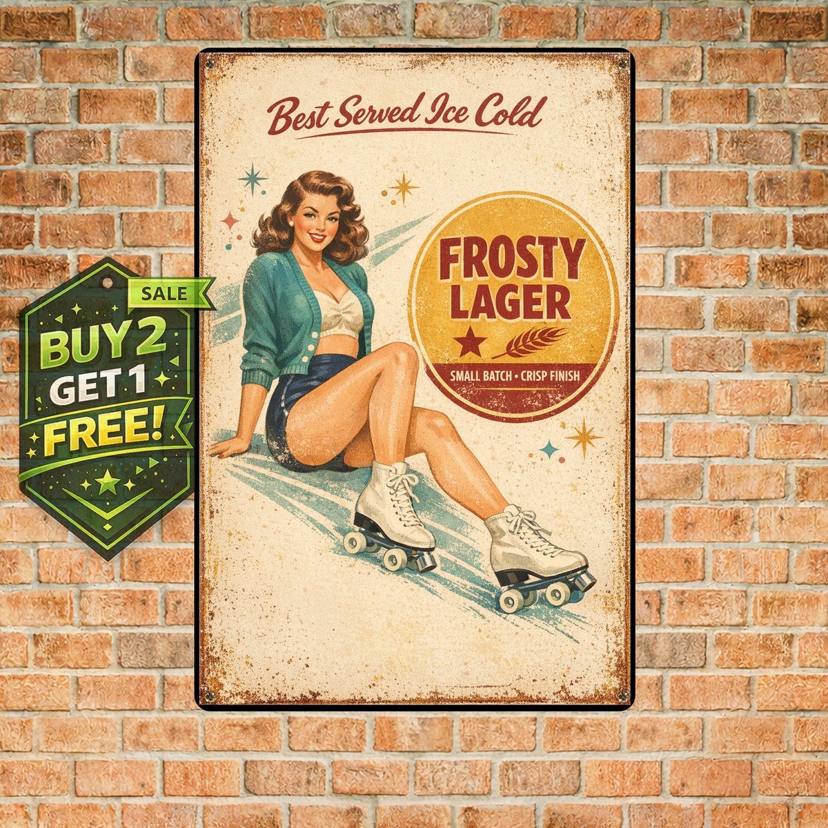 1981 Genesee Beer Tin Retro Wall Decor Vintage Metal Sign 8x12