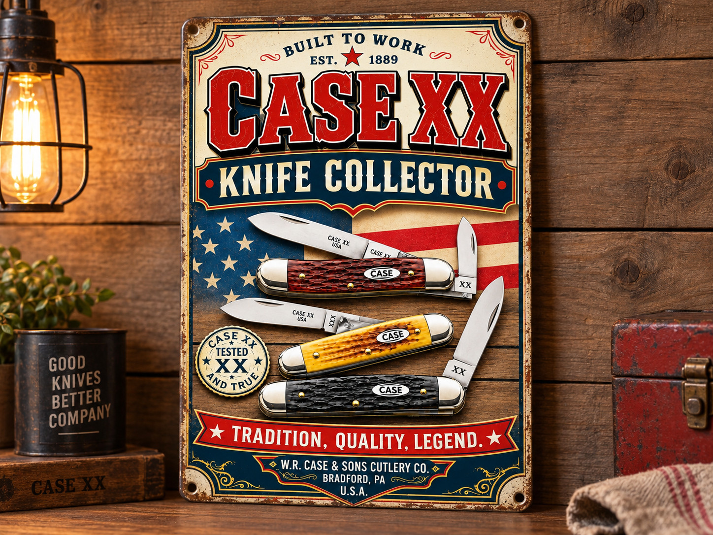 CASE XX KNIVES Metal 12 x 8\