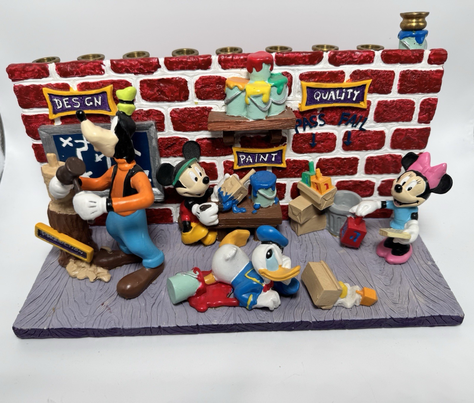 Disney Menorah Mickey Mouse and Friends The Dreidel Factory Excellent Condition