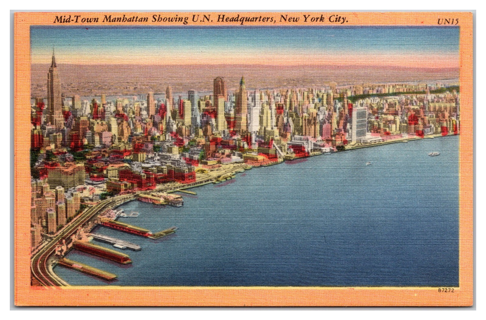Mid-Town Manhattan Showing U.N. Headquarters Piers New York City New York