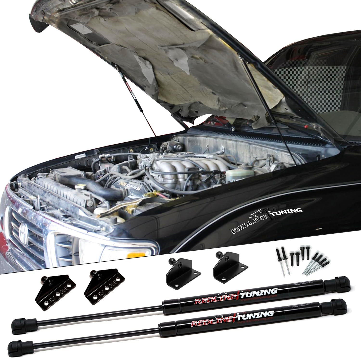 Hood Quicklift Plus System for Toyota Tacoma 1995-2004 - All Black Components