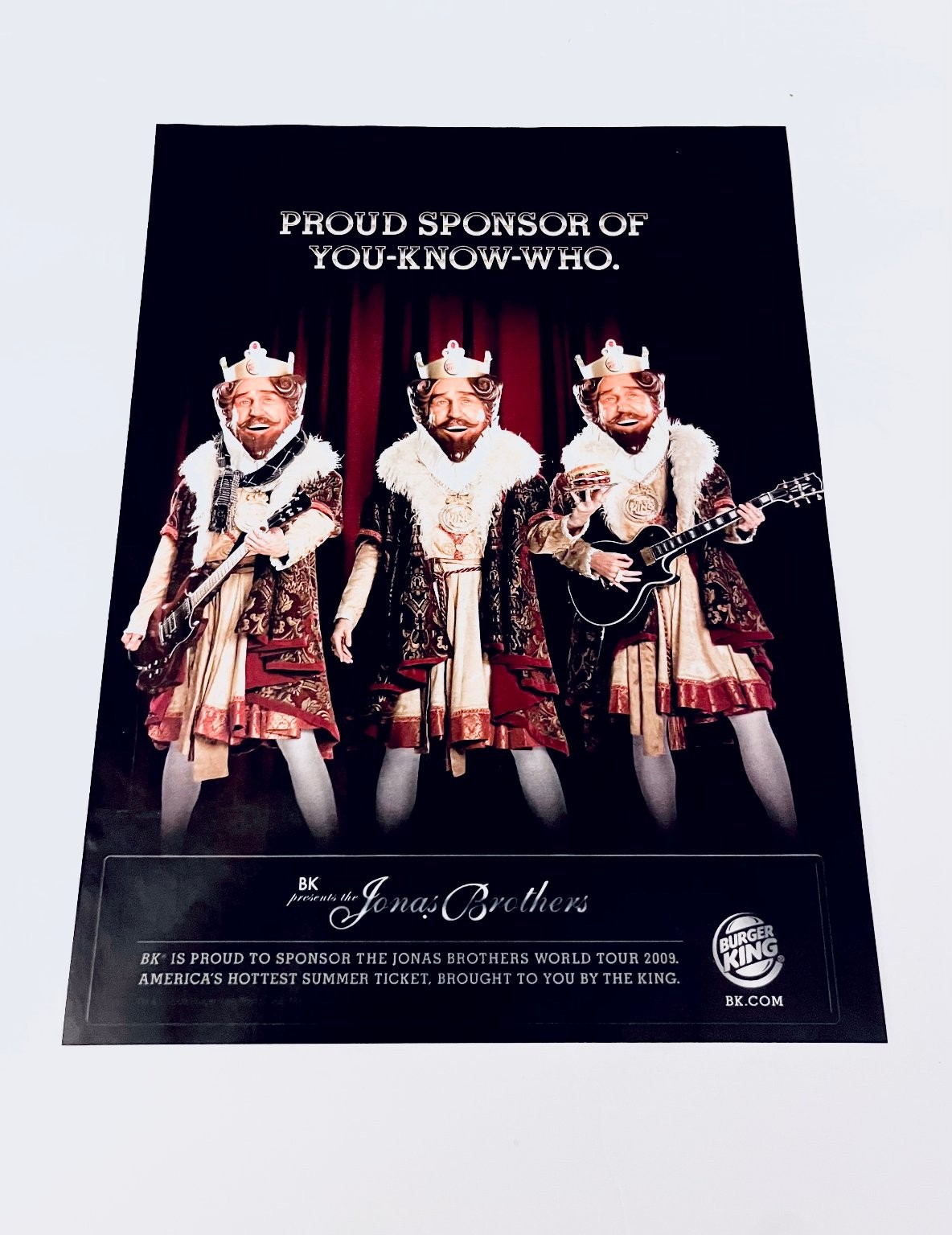 Burger King Jonas Brothers The King 2009 Vtg Fast Food Print Ad