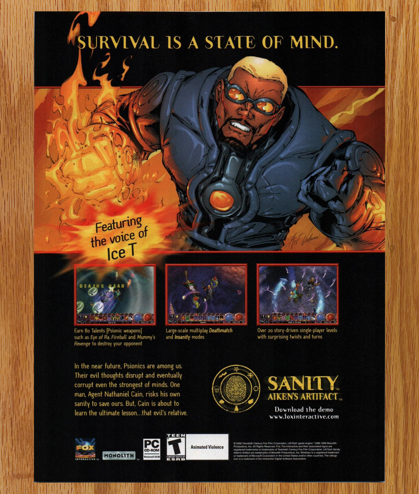 Sanity Aiken's Artifact Ice T - Video Game Print Ad / Poster Promo Art 2000