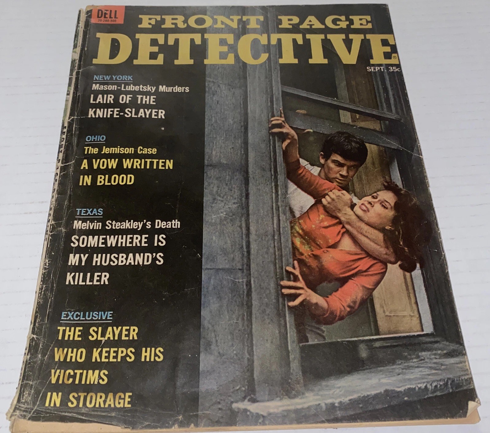1965 Front Page Detective Magazine Dell Pub Three Lions Cover Sept Crime Stories