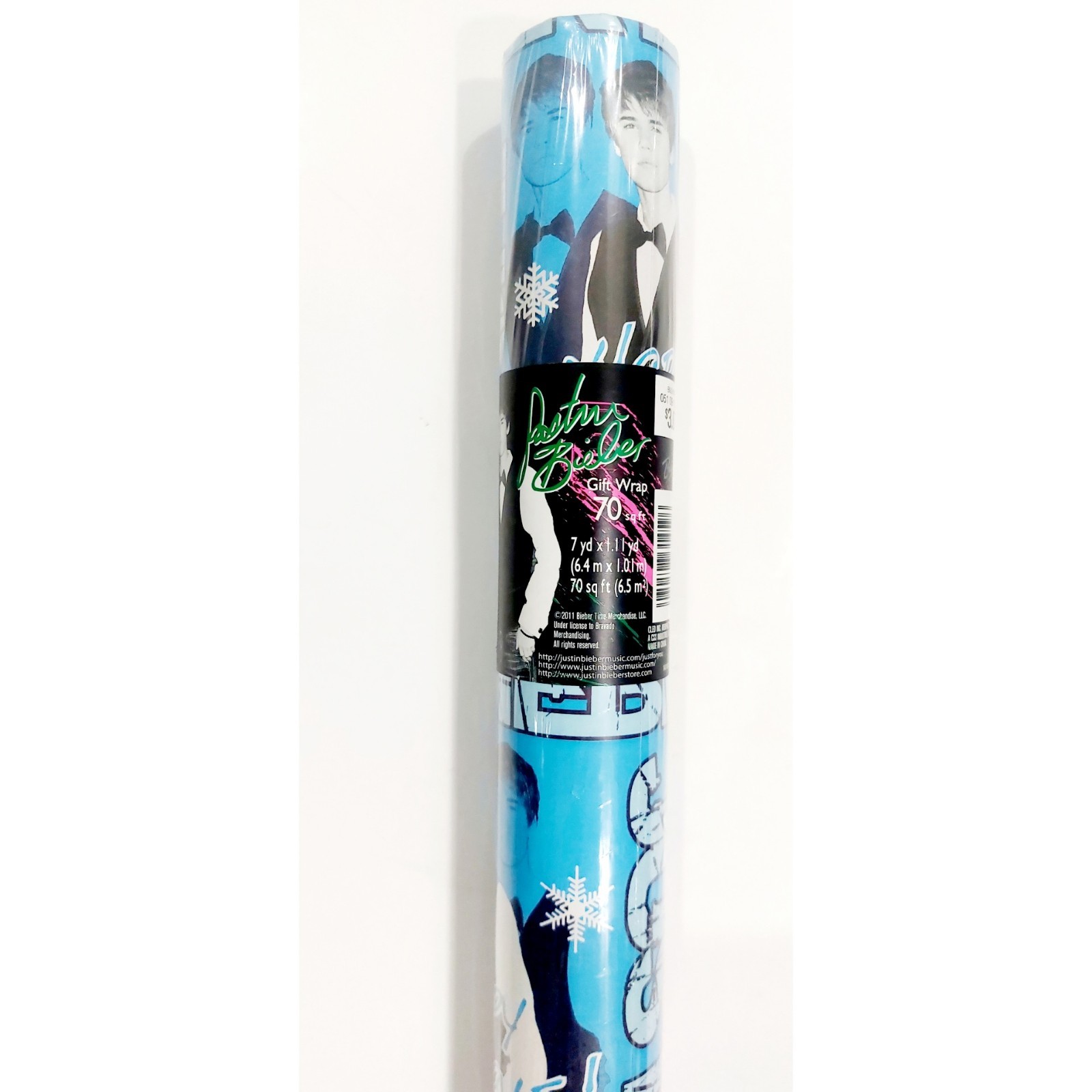 Justin Bieber 2013 Christmas Wrapping Paper 70 Sq Ft  Sealed In Plastic NEW 