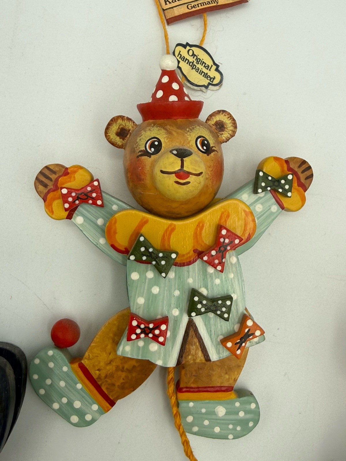 Käthe Wohlfahrt Lot Wooden Jumping Jack Bear Ornaments, Train GermanyHandpainted
