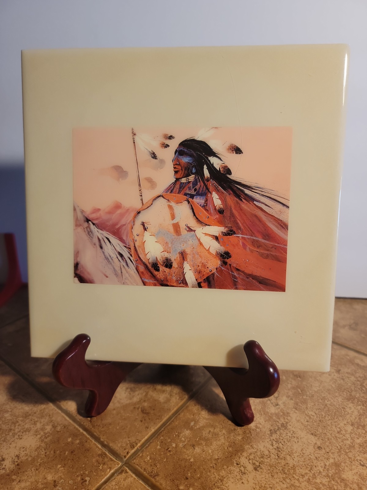 Vintage 60’s Native American Indian Artist Jim Prindiville Art Tile Southwest 
