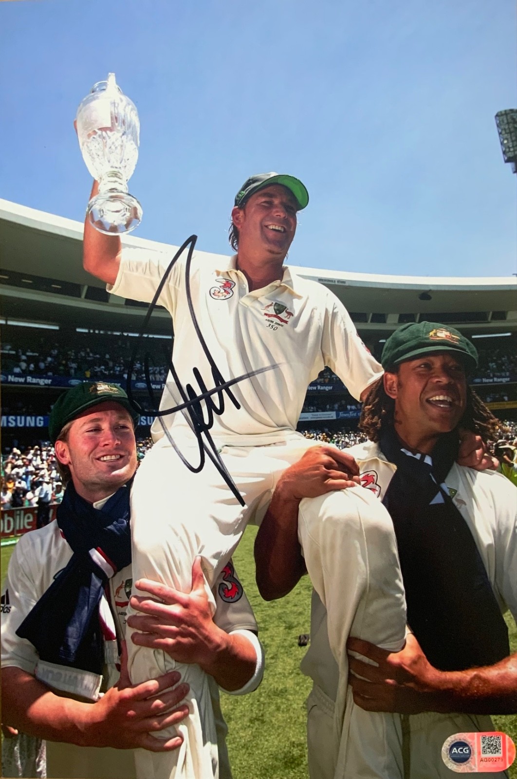 Shane Warne signed 12x8 photo V ACG CERTIFIED RACC Trusted Seller ACGCert COA