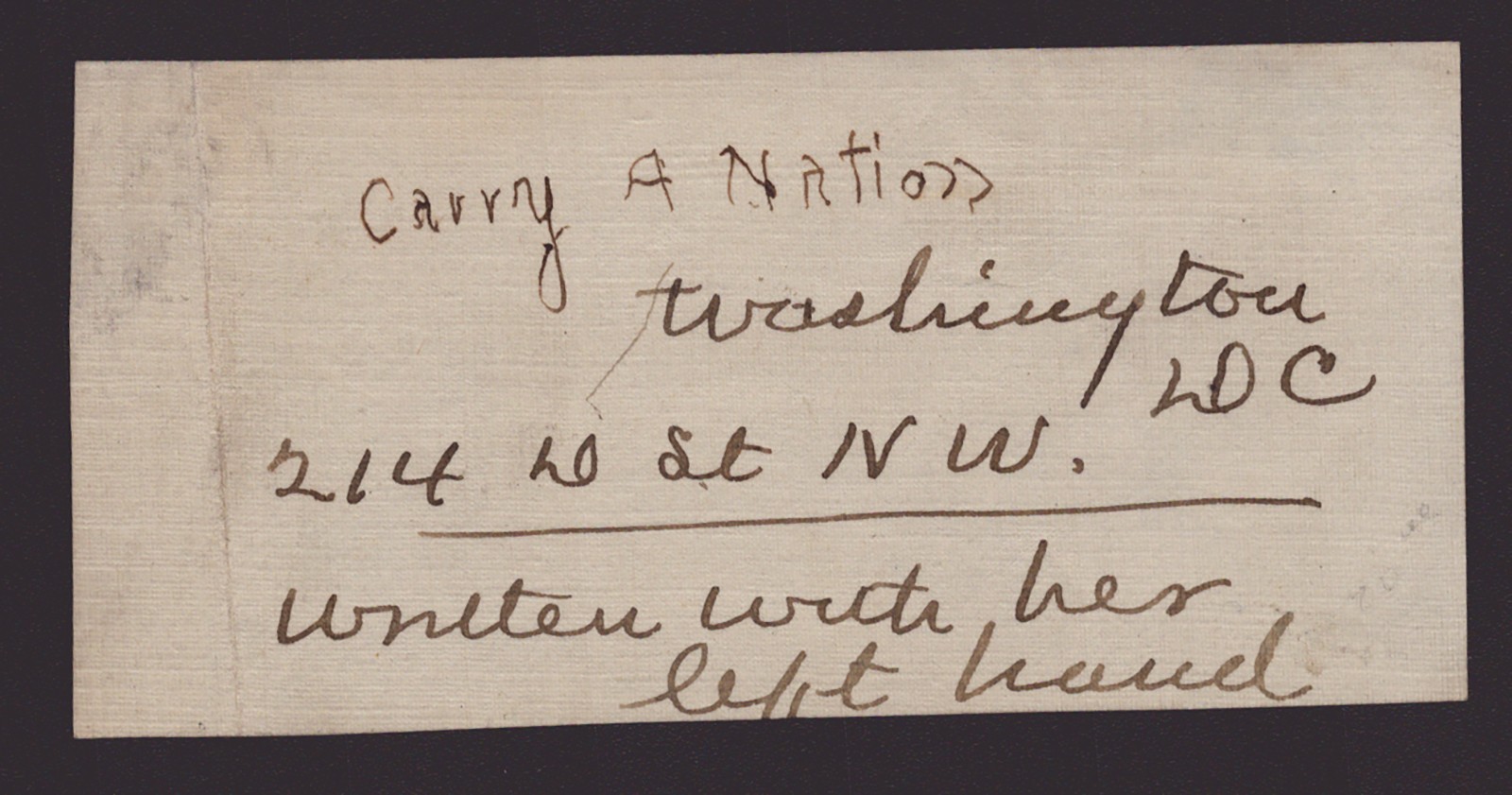 CARRY A. NATION - AUTOGRAPH