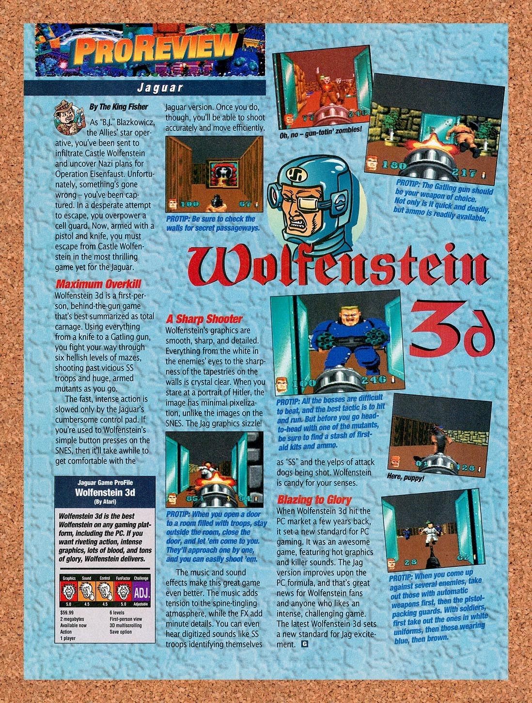 1994 Wolfenstein 3D Jaguar Original Advertisement / Retro Promo vr1
