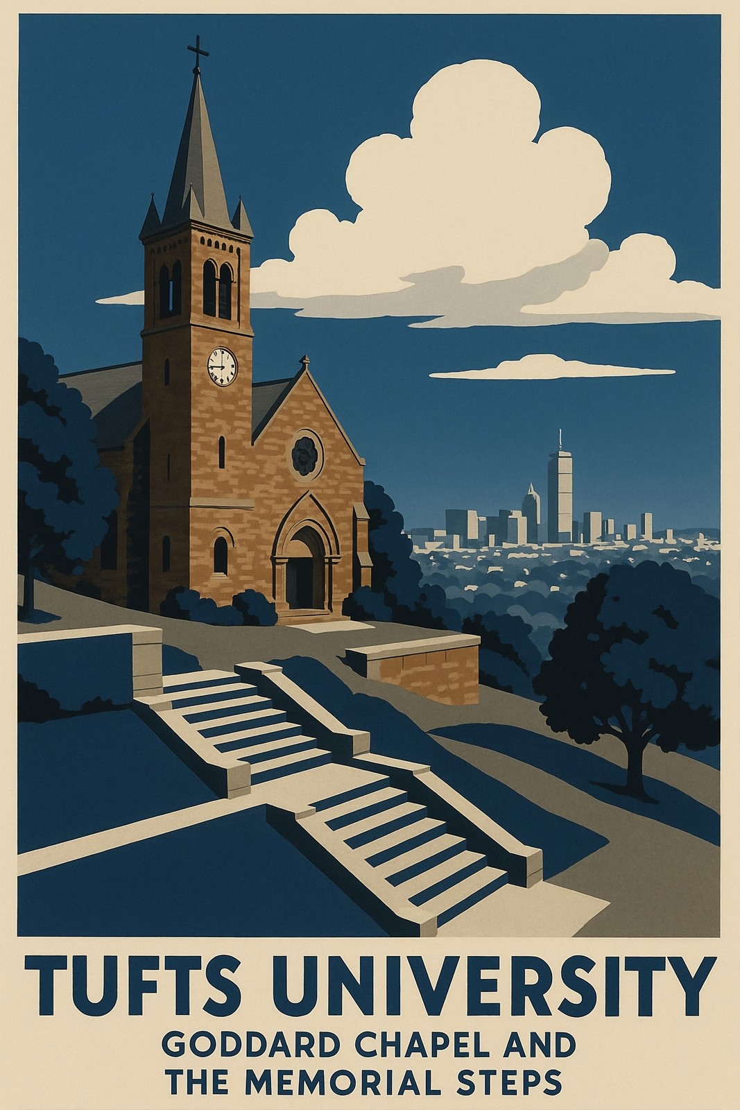 Tufts University Goddard Chapel 🎓 16x24🗞️ Premium Matte 200GSM