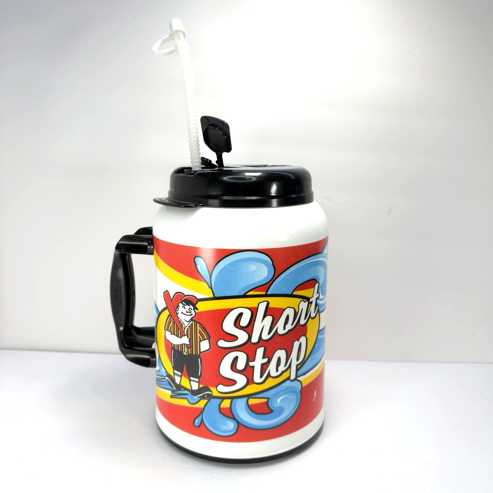 Vintage Short Stop Gas Station 100 Oz Whirley XM-100 Travel Mug Cup Straw