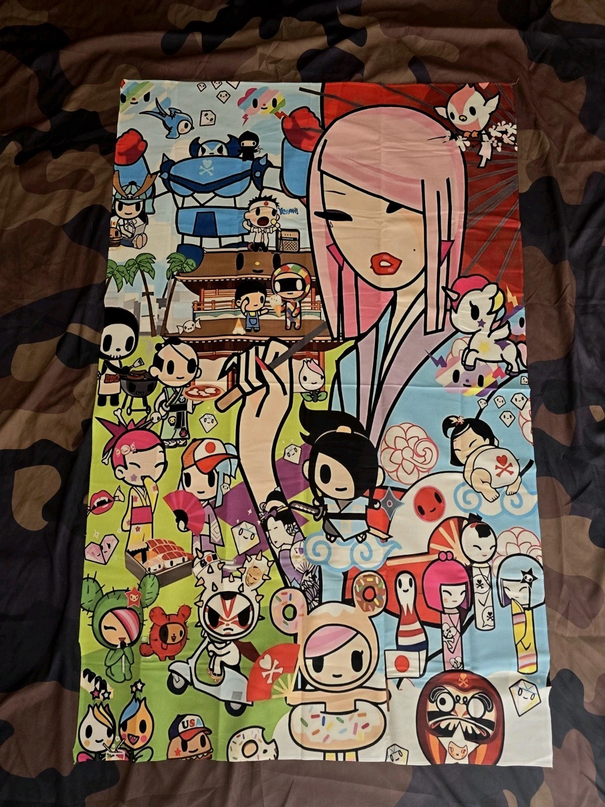 Tokidoki TKDK GEISHA GIRL HUGE Wall Banner Tapestry with hardware 2'10