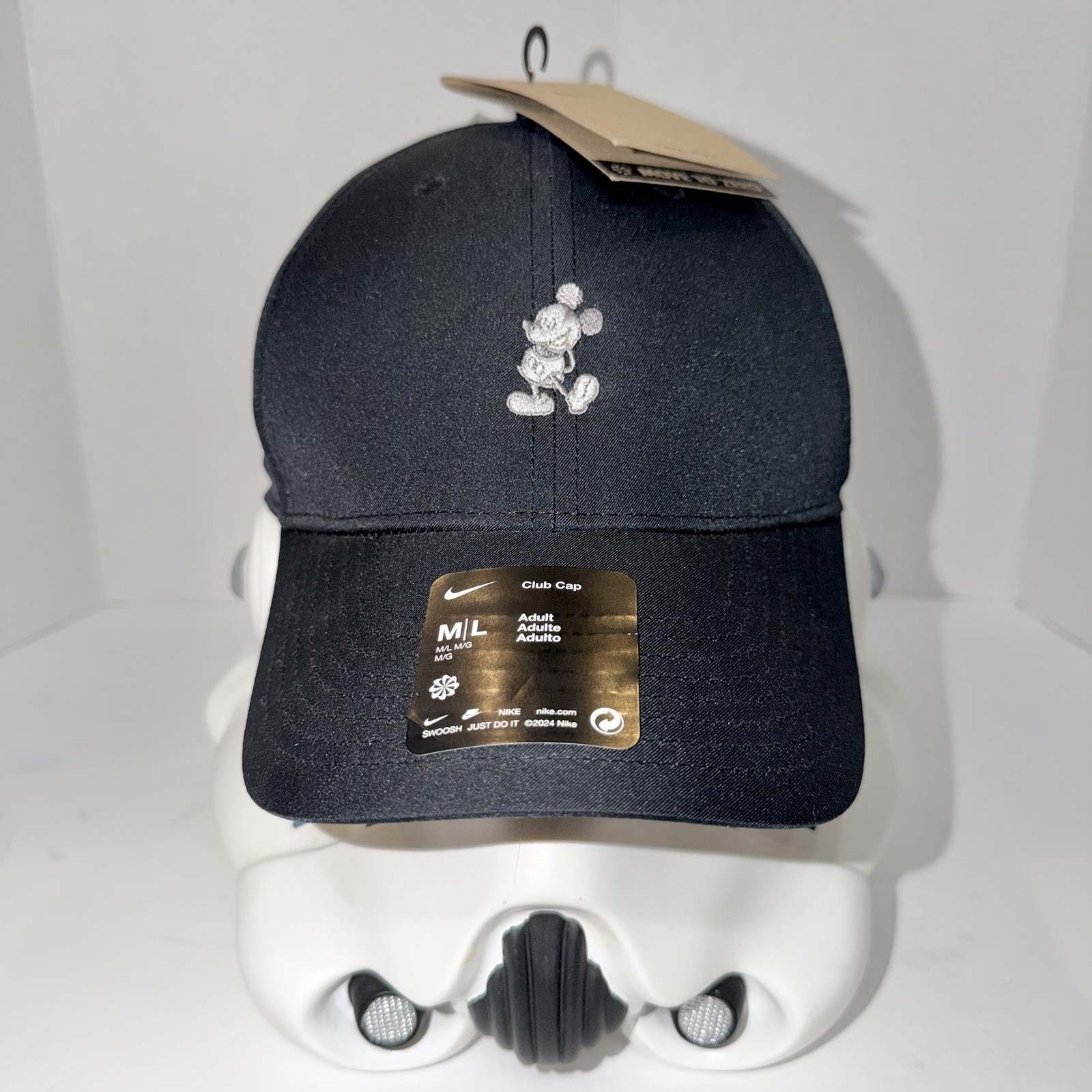 Disney Parks x Nike Dri-Fit Club Cap Mickey Mouse Black Golf Hat Adult M/L NWT